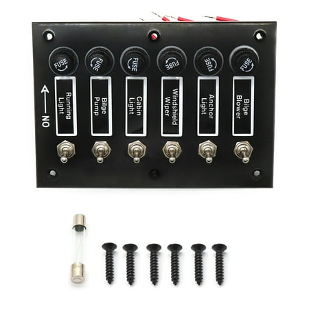 Fused Switch Panel - 6P Bakelite Toggle ON-OFF Panel with Fuses Bakelite Toggle 12V Switch Panel with Fuses