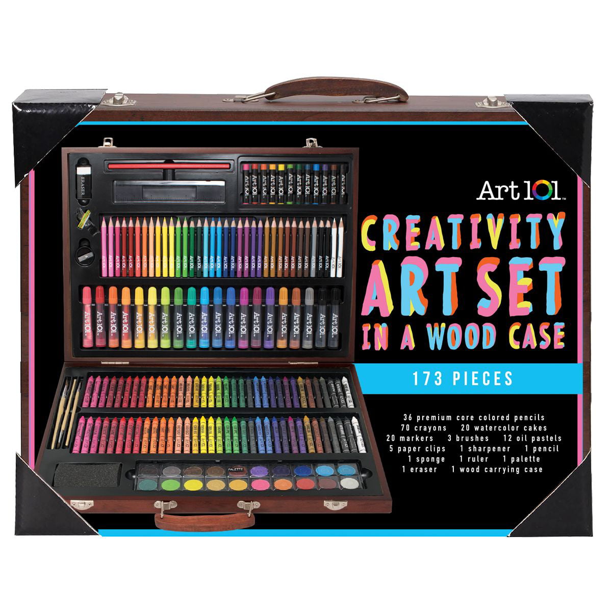 Art 101 Deluxe Art Set With 119 Pieces In A Wood Organizer Case - Walmart.com