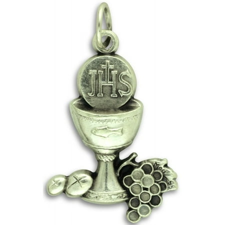 Chalice Medal Pendant - Lot of 3! First Holy Communion Chalice Grapes and Bread Medal 1 1/4 Inch