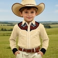 thumbnail image 2 of FINALGANG Boys Long Sleeve Shirts Kids Western Cowboy Shirt Printed Regular Fit Casual Shirts For Boys Button Down Shirt Western Festival Party Tops 8-9 Years, 2 of 4