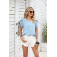 thumbnail image 6 of Summer Round Neck Petal Sleeve Chiffon Short Sleeve Loose Women's T-shirt Top, 6 of 8