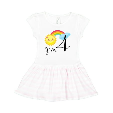 

Inktastic I m 4- Fourth Birthday Sun Rainbow Gift Toddler Girl Dress