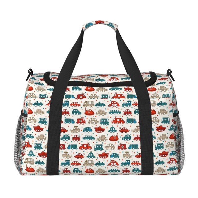 Easygdp Artoon Car Bolsa de Gimnasio, Bolsa de Viaje Duffel, Bolsa de Fin de Semana con Compartimentos, Bolsa de Mano para Noche