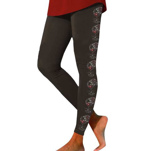 MKLEKYY Leggings de yoga para mujer, con estampado navideño y gafas de lazo, para ejercicio físico, pantalones de yoga