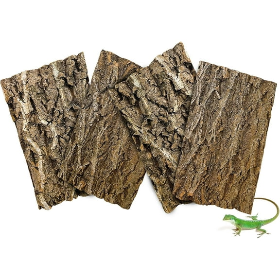 MRLESS 4 Pcs Cork Bark Flats Cork Bark Background For Reptile Tank Lizard Gecko Bearded Dragon Climbing Wall Decor Terrarium Habitat Accessories