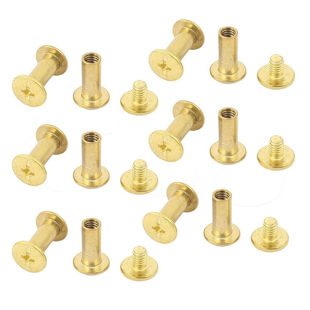 M5x12mm Binding Chicago Screw Post Brass Tone 12pcs for Photo Albums