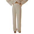 thumbnail image 1 of VISgogo Pantalones casuales de primavera y verano para mujer Pantalones de pierna ancha fruncidos con banda elástica de color sólido VISgogo moda, 1 of 6