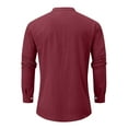 thumbnail image 6 of Huresd Mens Cotton Linen Henley Shirts Long Sleeve Summer Casual T-Shirt Regular Fit Lightweight Yoga Tops with Pocket Wine 2XL, 6 of 6
