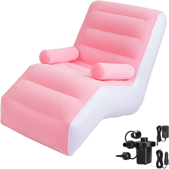 Inflatable Deck Chair with Air Pump, Lounger Sofa for Indoor Living Room Bedroom, Outdoor Travel Camping Picnic Beach Chaise Lounges