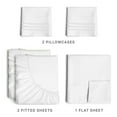 thumbnail image 3 of CGK Linens 5-Piece Ultra Soft & Comfy Hotel Luxury Sheet Set - Split King Size Cooling Bed Sheet Fits 8"-16" Mattresses, White, 3 of 7