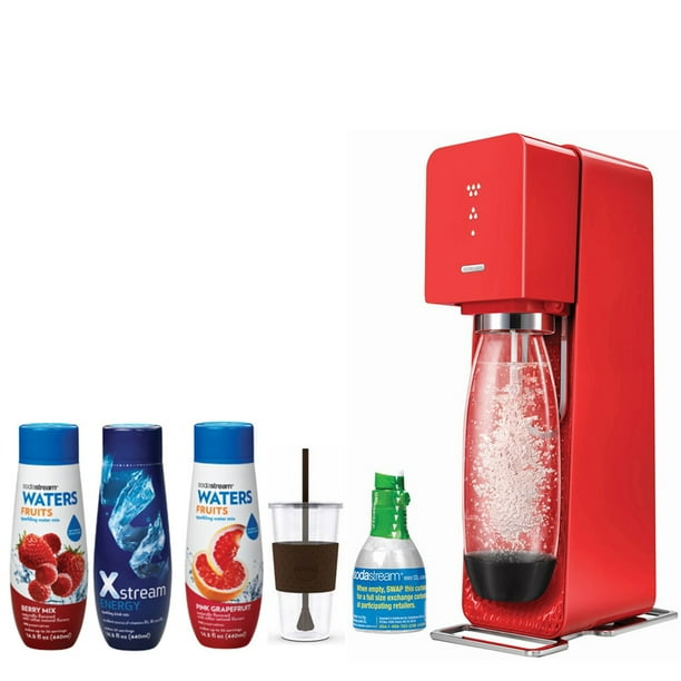 SodaStream Source Home Soda Maker Starter Kit, Red with Eco First