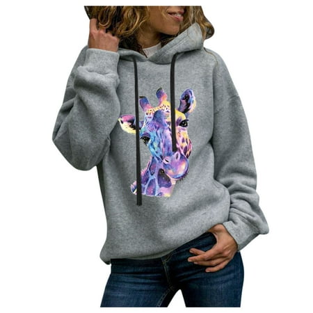 

Qufokar Underscrub Tees for Women Basics Womens Shirt Women S Casual Full Sleeve Giraffe Print Sweatshirt Fashion Top Hoodie Pullover