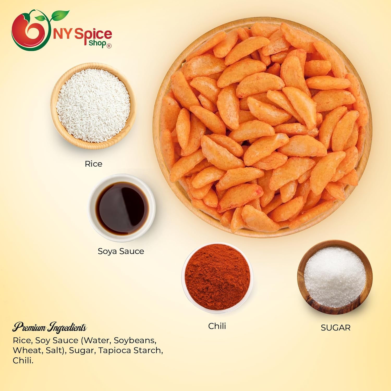 NY SPICE SHOP Chili Bits Rice Crackers - 3 Pound - Rice Snacks - Rice Sack - Oriental Snack Mix Nuts