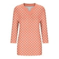 thumbnail image 5 of Womens Plus Size Tops Polka Dot Print Tunic 3/4 Length Sleeve Fall Fashion Trendy Casual Peplum Going Out Tops Notched V Neck Loose Dressy Shirts, 5 of 5
