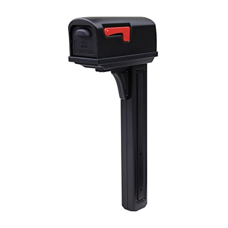 Solar Group Classic Mailbox with Post, Black, Plastic, Medium
