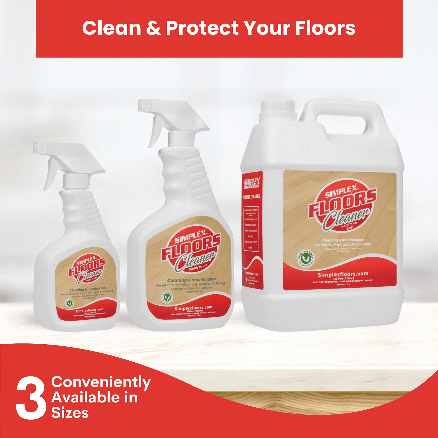 Simplex Floors Floor Cleaner | Laminate, Luxury Vinyl Planks & PVC Flooring | Made in the USA | 17 fl.oz
