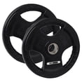 thumbnail image 1 of HolaHatha 35 Pound Olympic Rubber Coated Weight Plate w/ Handle, Black (2 Pack), 1 of 12
