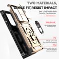 thumbnail image 2 of for Samsung Galaxy S23 Ultra Case, Soft TPU & Hard PC Anti-scratch Sliding Cover Full Protection Ring Stand Rotating Kickstand Holder Magnetic Shockproof Phone Case Cover for Galaxy S23 Ultra,Gold, 2 of 9