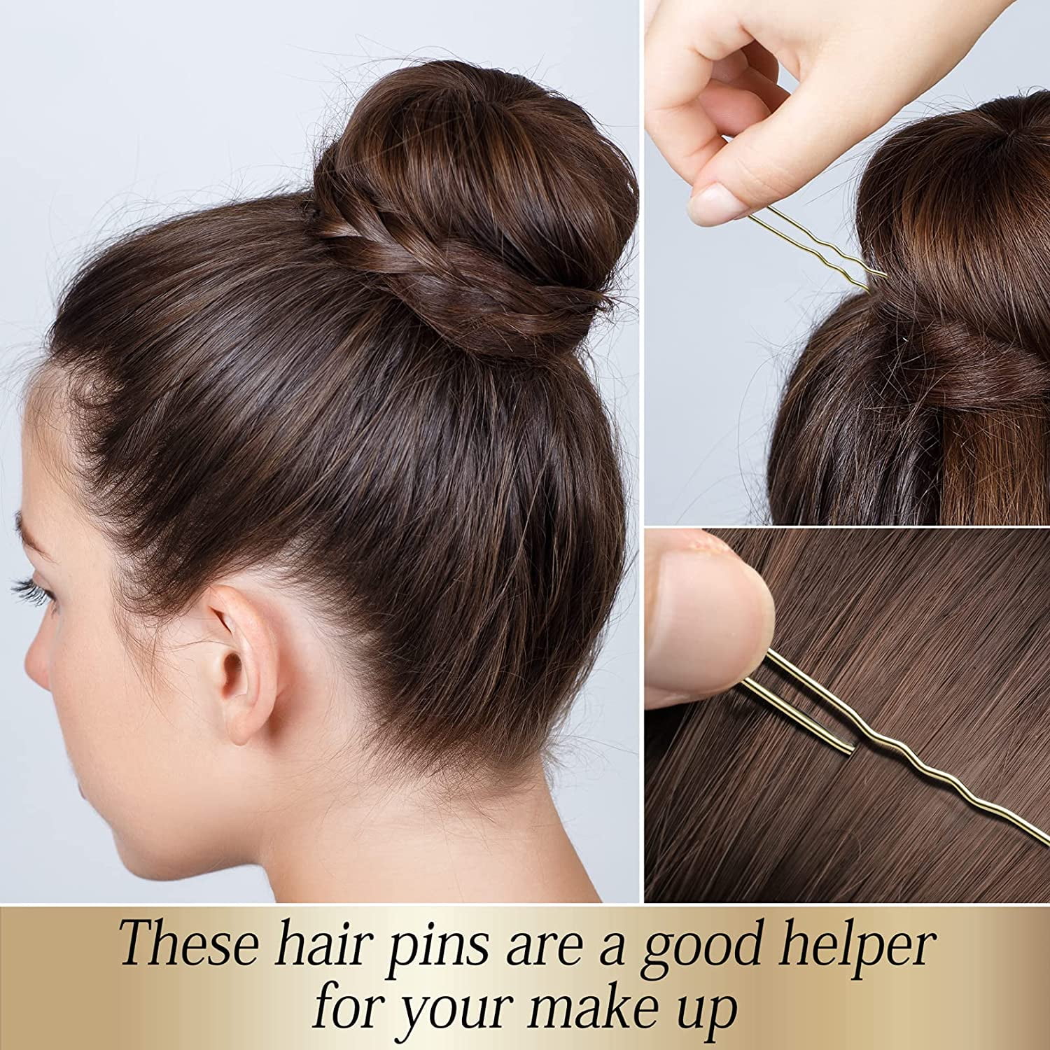 KANPRINCESS 2.4 Inches Gold U Shaped Hair Pins, 100PCS, For