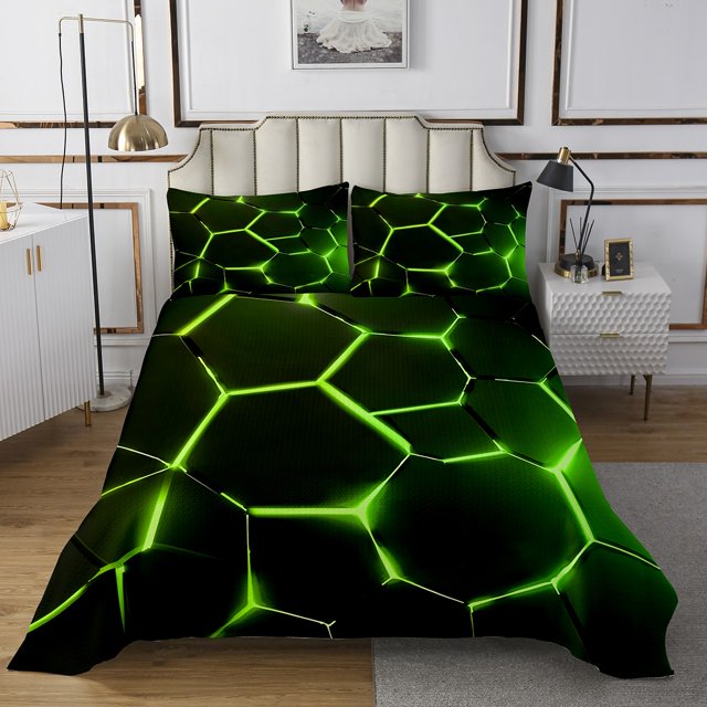 Erosebridal Modern Abstract Bedspread Sets Queen Size, Striped Gemoetric Bed Quilt, Minimalst Decor, 3pcs