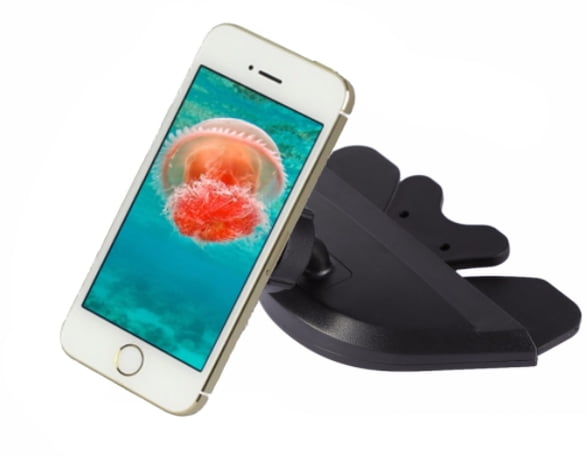 KIQ Universal Cellphone Car Mount Holder Cradle Mounts on CD Player Slot Holds Phones Smartphone Mobile Phones Magnetic Swivel Tilting Rotating