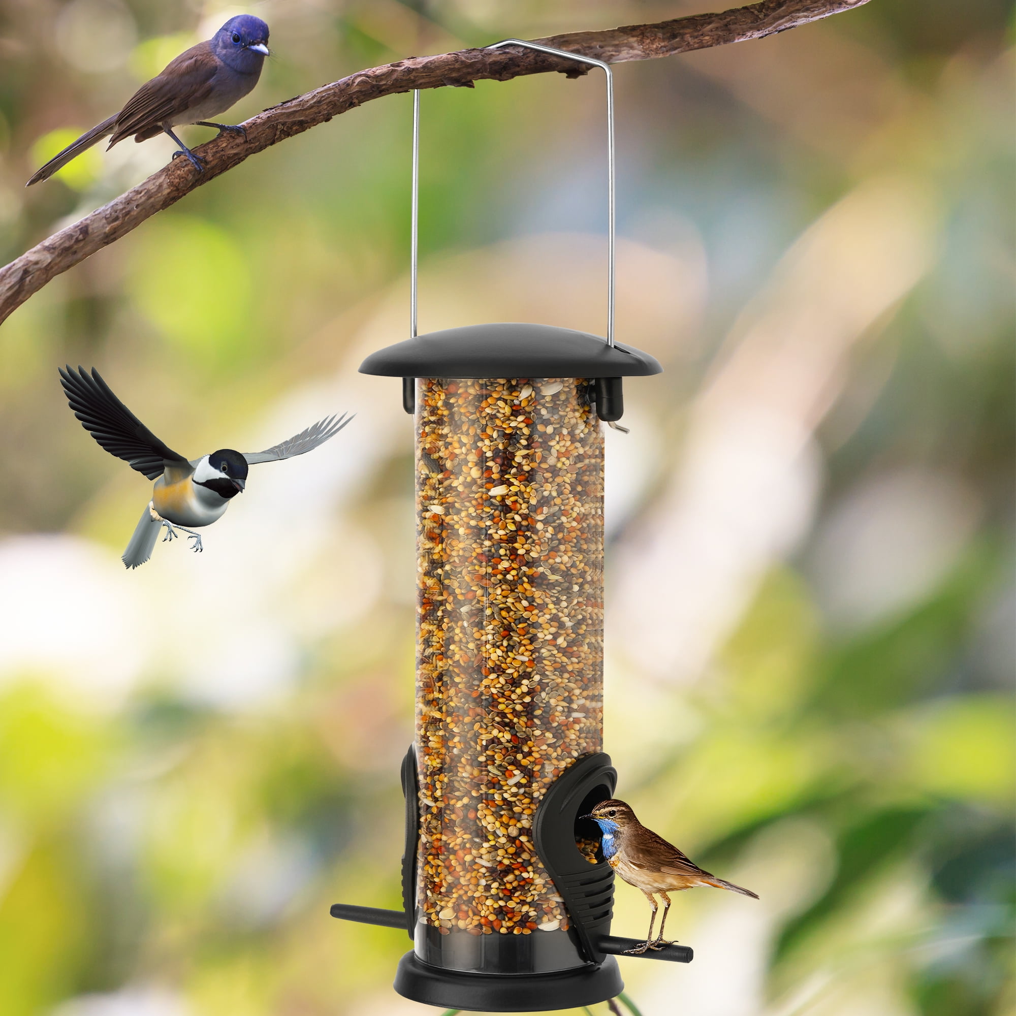 Oyajia Bird Feeders Tube Hanging, 2Port, Outdoor Premium Thick Hard