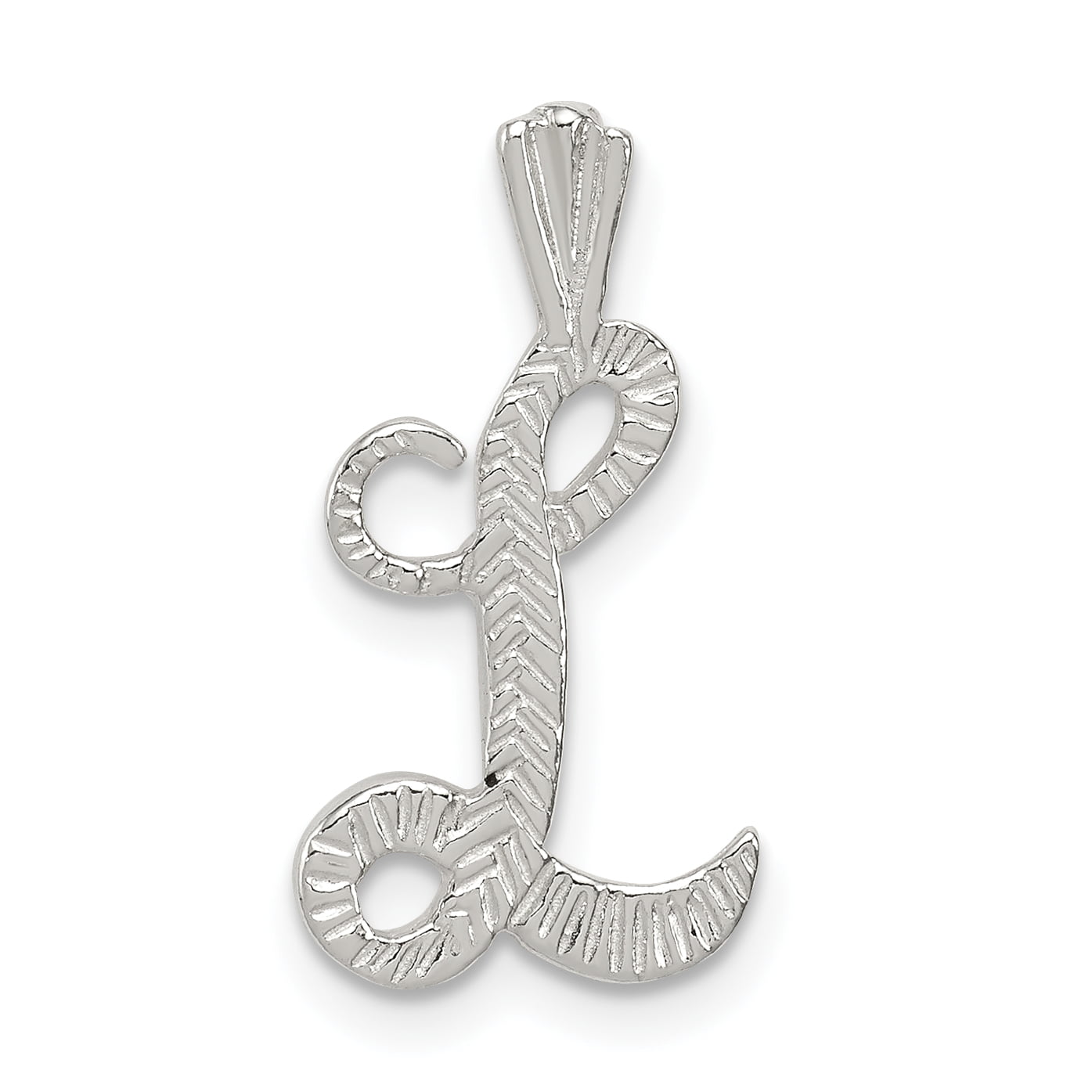 Solid 925 Sterling Silver Polished & Textured Letter A Chain Slide Pendant