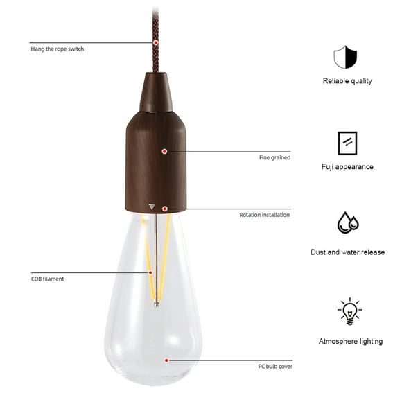 Hanging LanternLED Pull Cord Light Pull Cord Light Bulb Camping Room Decoration Unmatched Quality