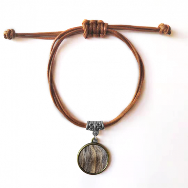 Brown Curly Dyed Long Beautiful Hair Bracelet Leather Hide Rope Wristband Brown Jewelry