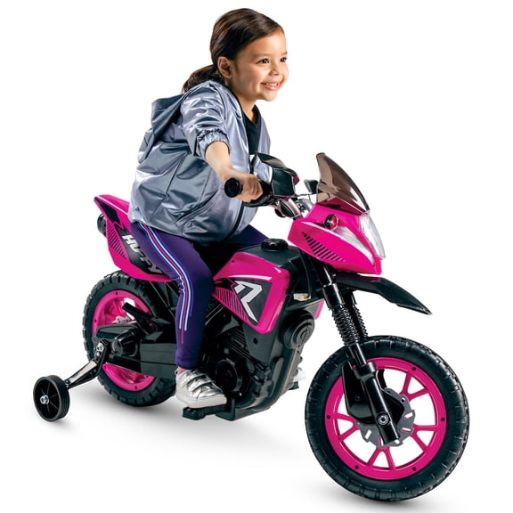 Huffy 6V Motorcycle Kids' Battery Ride-On, Ages 3-7 Years Old, Pink, Youth, Girls