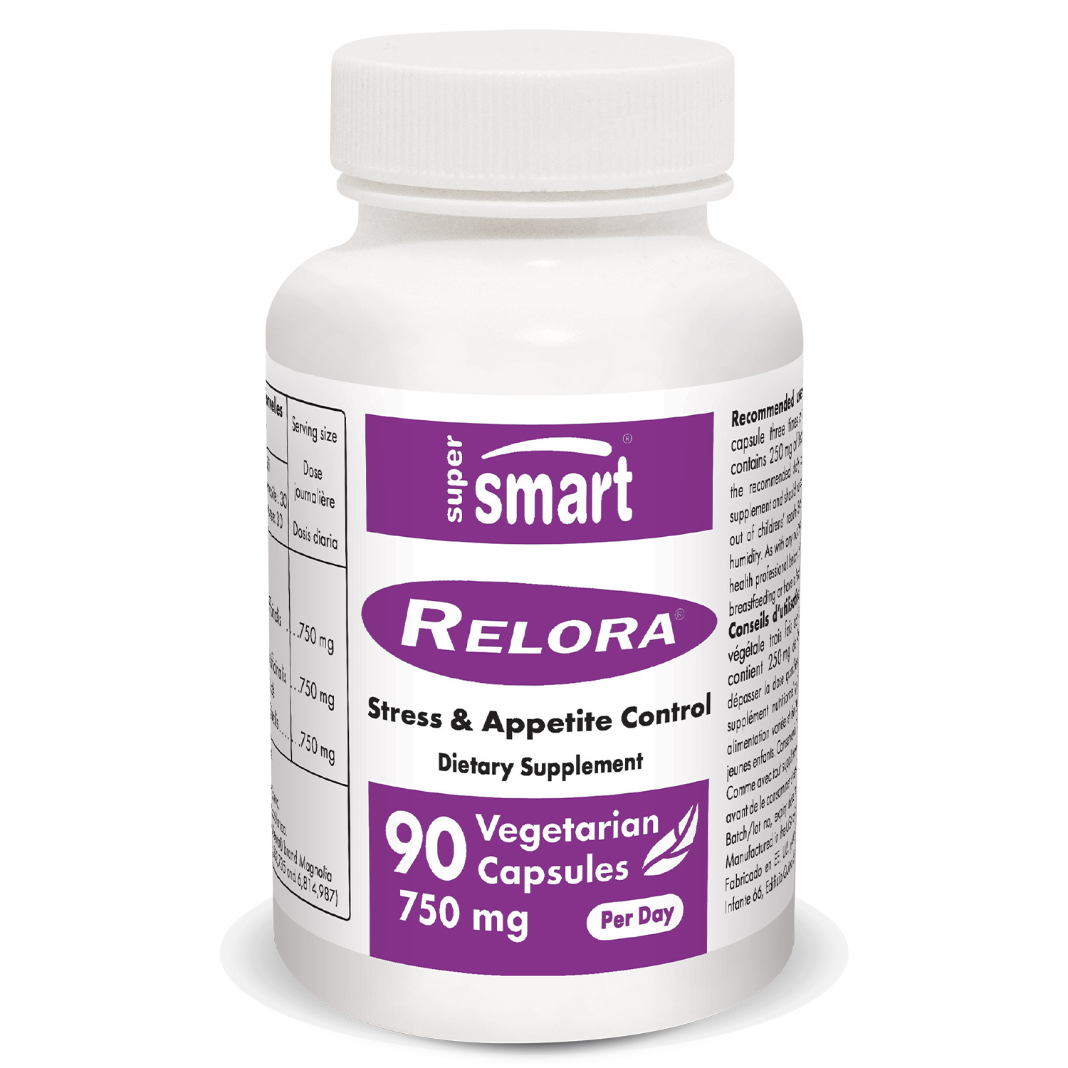 Supersmart Relora 750 mg per Day Stress Relief Appetite Control