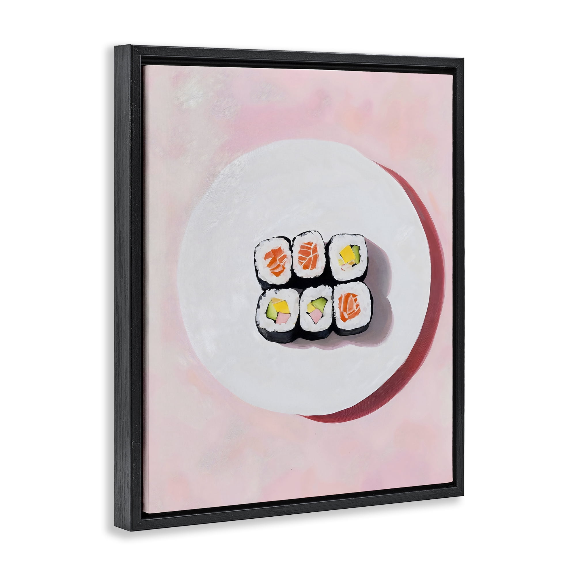 Stupell Industries Sushi Rolls on Plate Black Framed Floater Canvas Wall Art, design by The Prints Vibe