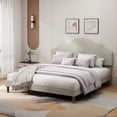 thumbnail image 5 of King Size Bed Frame,Upholstered Platform Bed Frame with Adjustable Headboard,Linen Fabric Padded,Modern Simple Style,Easy Assembly,Beige, 5 of 8