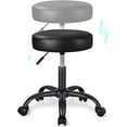 thumbnail image 5 of Allewie Round Rolling Stool PU Leather Height Adjustable Swivel Drafting Work SPA Medical Salon Stools Chair, Fully Black, 5 of 8