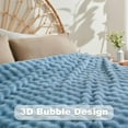 thumbnail image 3 of King Blanket for Couch Blue Super Soft Flannel Fleece 3D Bubble Lightweight Bed Blanket All Season Use (Blue, King(90"x110")), 3 of 9