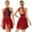 Burgundy, variant on Aislor Women's Lyrical Dress Sleeveless Color Block Chiffon Skirted Leotard Contemporary Dance Royal Blue M
