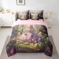 thumbnail image 3 of Feelyou Kawaii Anime Princess Twin Bedding Sets 7-Piece for Kid, Cartoon Easter Eggs Bedding Comforter Set, Sprint Butterfly Floral Reversible Sheet Sets, Ultra Soft Bedroom Decor, 3 of 8