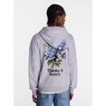 thumbnail image 3 of No Boundaries Floral Print Front and Back Graphic Fleece Hoodie, Men's Sizes XS-4XLT, 3 of 5