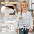 thumbnail image 6 of Xixirimido White Camo Pattern Girls Casual T-Shirt Crew Neck Tunic Tops Long Sleeve Loose Fit Soft Blouse Tie-hem Tees for Fall Winter, Size 9-10, 6 of 7