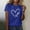 Blue, variant on Women Tops Oma Women's Love Letter Printed Shirt Short Sleeved Round Neck T Shirt Fashion Top Lightweight Soft Casual Summer Clothing Clothes(Navy Blue,Xxl)