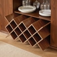 thumbnail image 2 of S-HOME Modern Wavy Curve Sideboard -Glassware Holder Coffee Bar And Wine Cabinet Storage Design With Adjustable Shelves For Kitchen Or Dining Rooms, Walnut, 2 of 11