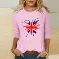 thumbnail image 5 of WREESH Womens Basic Graphic Tees Great Britain Uk Flag T-Shirts Casual 3/4 Sleeve T-Shirts Crewneck Cute Tunic Tops Loose Fit Pullover Blouses Pink, 5 of 5