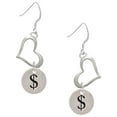 thumbnail image 1 of Delight Jewelry Silvertone Disc 1/2'' - Symbol - Dollar Sign - $ - Open Heart French Earrings, 1 of 4