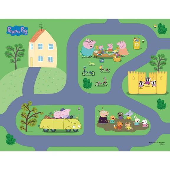 Imaginmat: Deluxe - Peppa Pig - Floor Playmat & Toy Car, 30.5 x 20.5", Character Vehicle & Road Accessories, Durable EVA Foam Mat, Licensed, Kids 3 