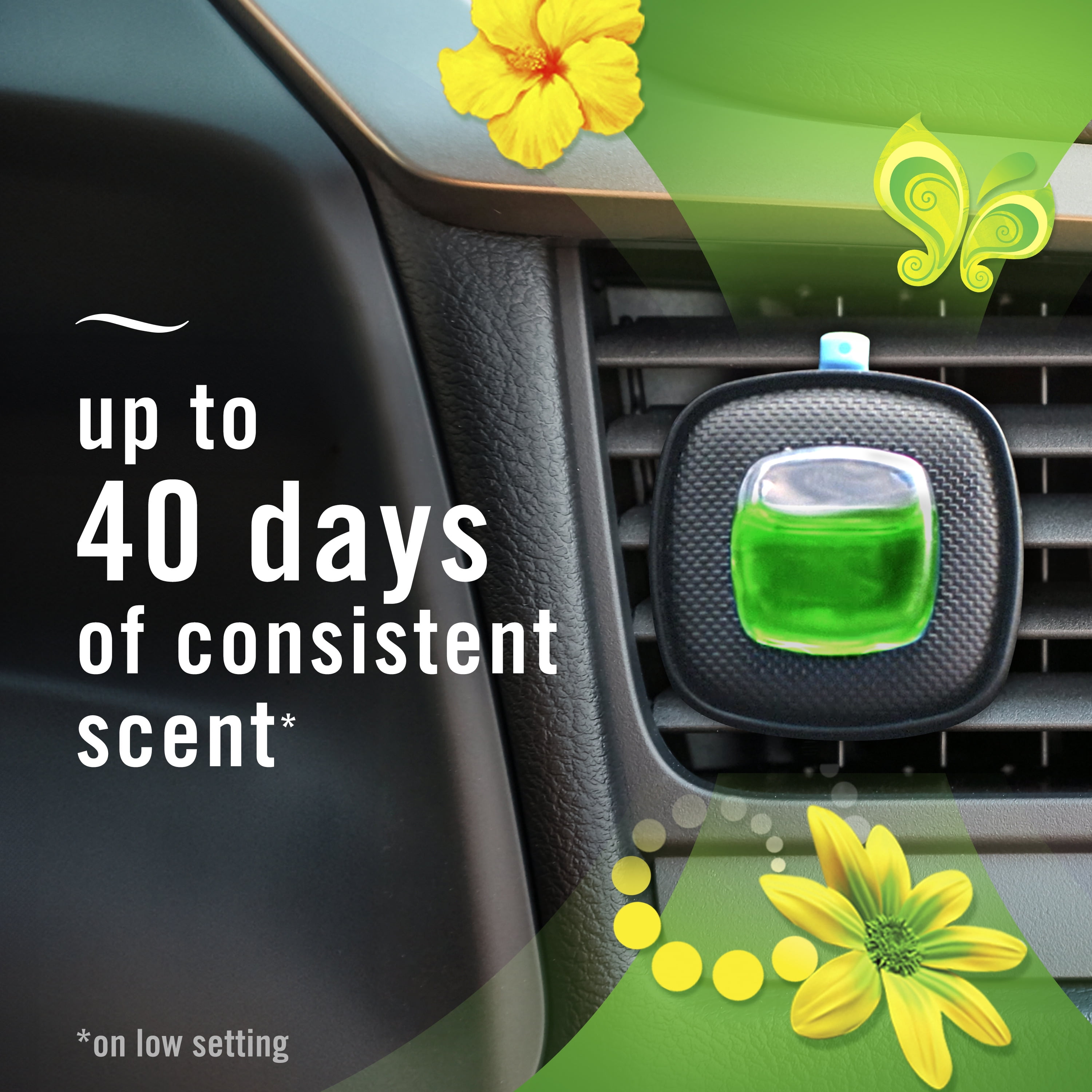 (2 pack) Febreze AUTO Car Air Freshener, Odor-Fighting Car Vent Clip, Gain Original, 2 Count