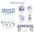 thumbnail image 2 of 90 Psc Frozen Birthday Party Supplies Set, Pink Theme, with Banner, Plates, Cups, Utensils, Napkins, Tablecloth, 2 of 5