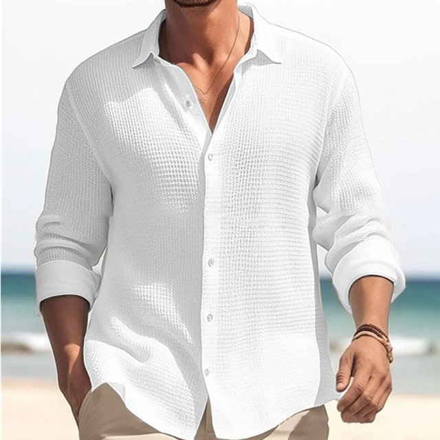 Mens Button Down Long Sleeve Plaid Check Shirts Casual Fit Formal Dress Tops Tee