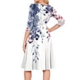 thumbnail image 5 of Women's Cocktail Dress Evening Dress 3/4 Sleeve Floral Print Vintage Wedding Guest Dress for Party Banquet Spring Fall,Sky Blue,XL, 5 of 6