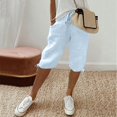 thumbnail image 2 of bolsillos casuales para mujer pantalones casuales con cordón elástico cordón en la pierna cinco pantalones pantalón azul claro / s, 2 of 7