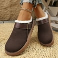 thumbnail image 2 of Slippers for Women Furry Lined Winter Clogs Trendy Buckle Strap Slip on House Shoes Antislip Platform Lug Sole Casual Slides Coffee Size 7, 2 of 6